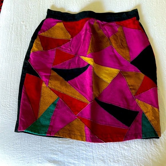 no brand listed Dresses & Skirts - Vintage Real Suede Patch Skirt, size 6 measure 15” waste by 19” length